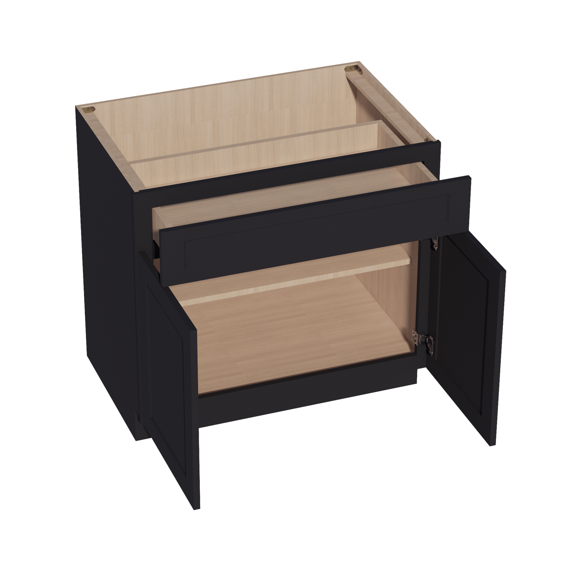 HE - B36: Ebony Black Shaker 36" 1 Drawer 2 Doors Standard Base Cabinet - NextCabinets