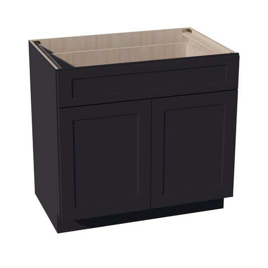 HE - B36: Ebony Black Shaker 36" 1 Drawer 2 Doors Standard Base Cabinet - NextCabinets