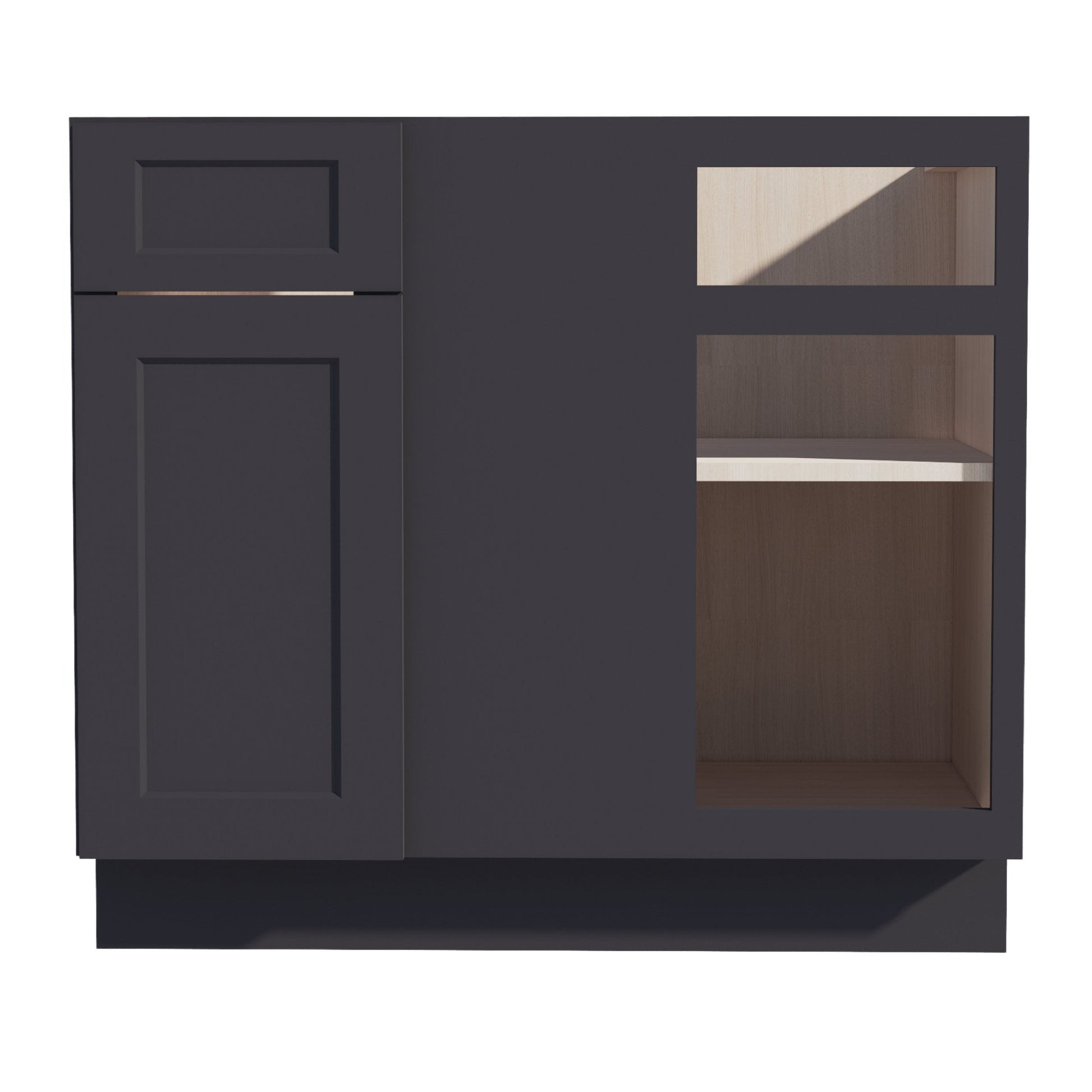HE - BBC39/42: Ebony Black Shaker 39" 1 Door - 1 Drawer Blind Corner Base Cabinet - NextCabinets