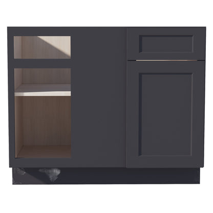 HE - BBC42/45: Ebony Black Shaker 42" 1 Door - 1 Drawer Blind Corner Base Cabinets - NextCabinets