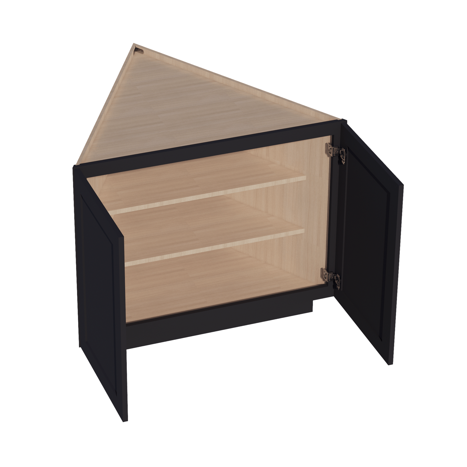 HE - BEC24: Ebony Black Shaker 24" 2 Full Height Door Angled End Base Cabinets - NextCabinets