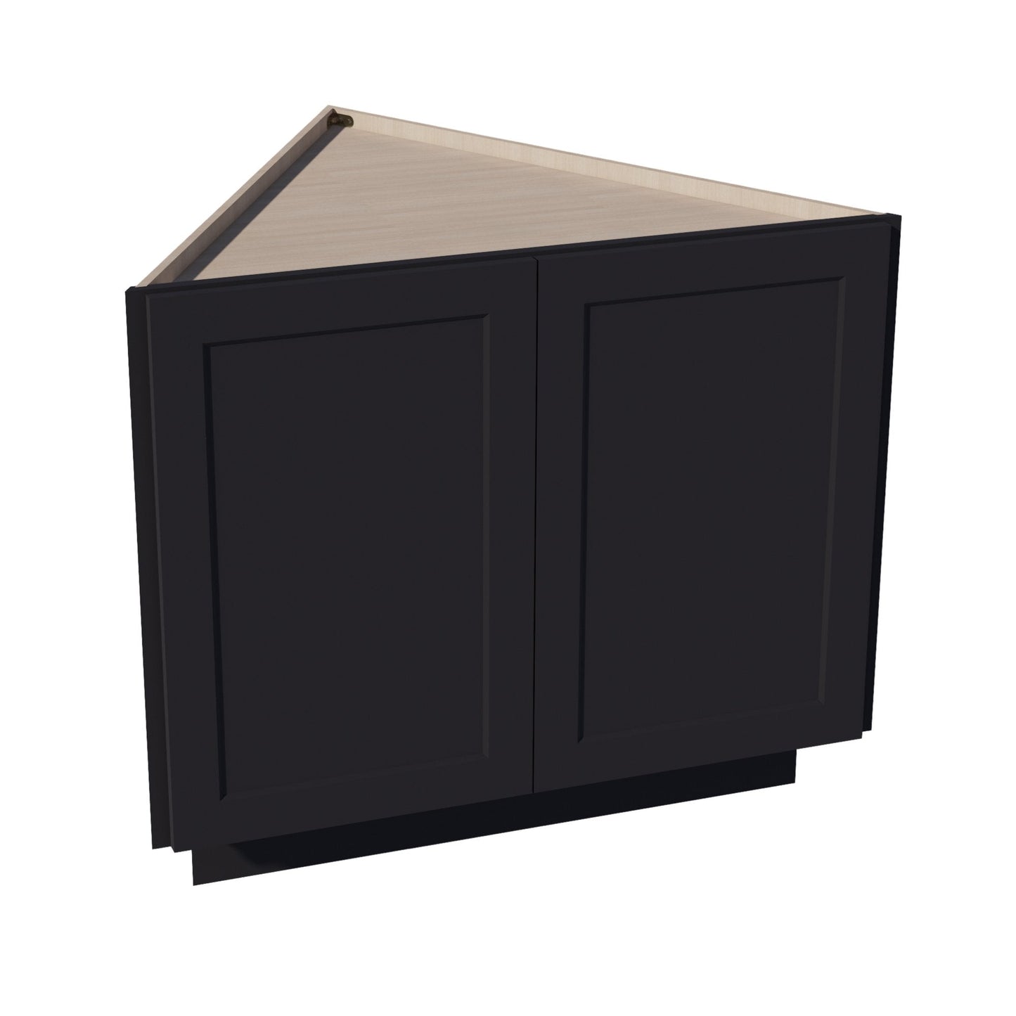 HE - BEC24: Ebony Black Shaker 24" 2 Full Height Door Angled End Base Cabinets - NextCabinets