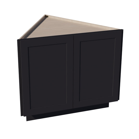 HE - BEC24: Ebony Black Shaker 24" 2 Full Height Door Angled End Base Cabinets - NextCabinets