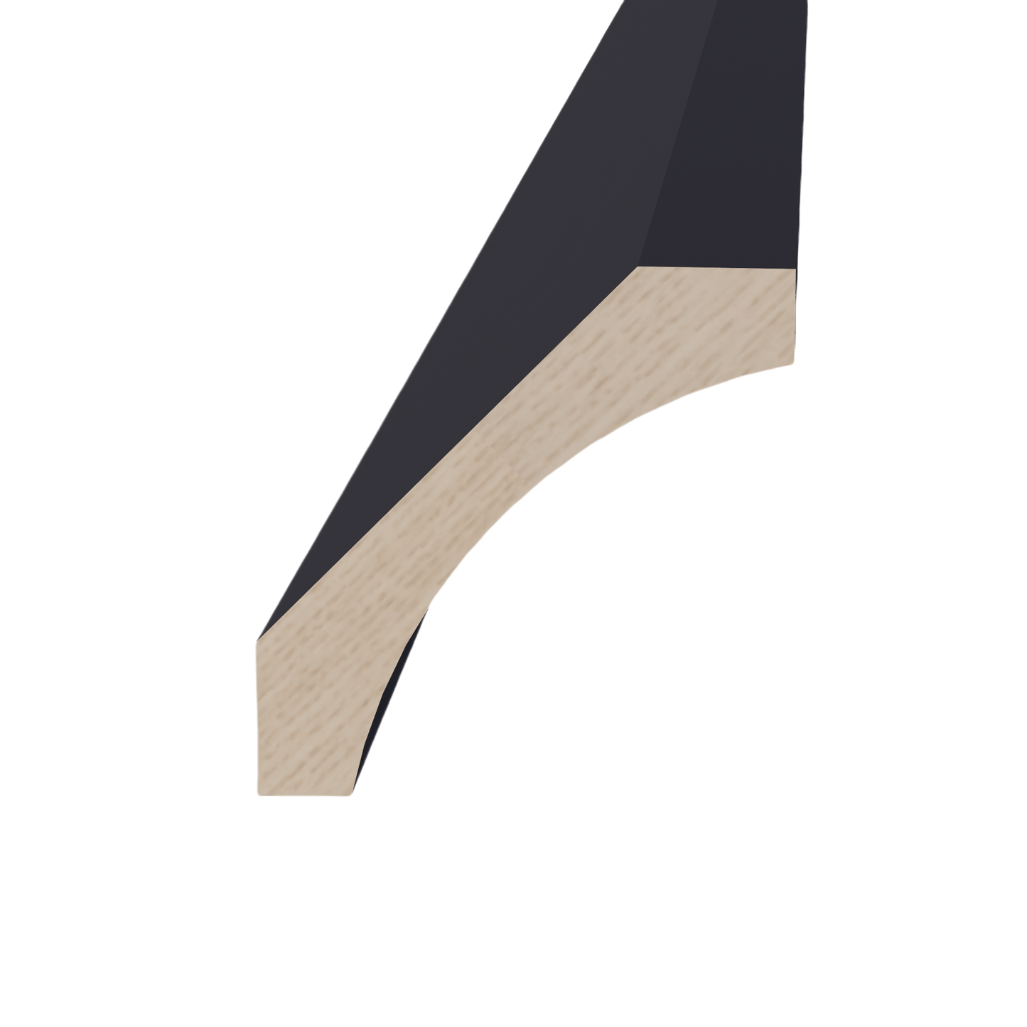 HE - CM4: Ebony Black Shaker 96"W x 2 - 1/2"H x 2 - 1/2"D Crown Molding - NextCabinets