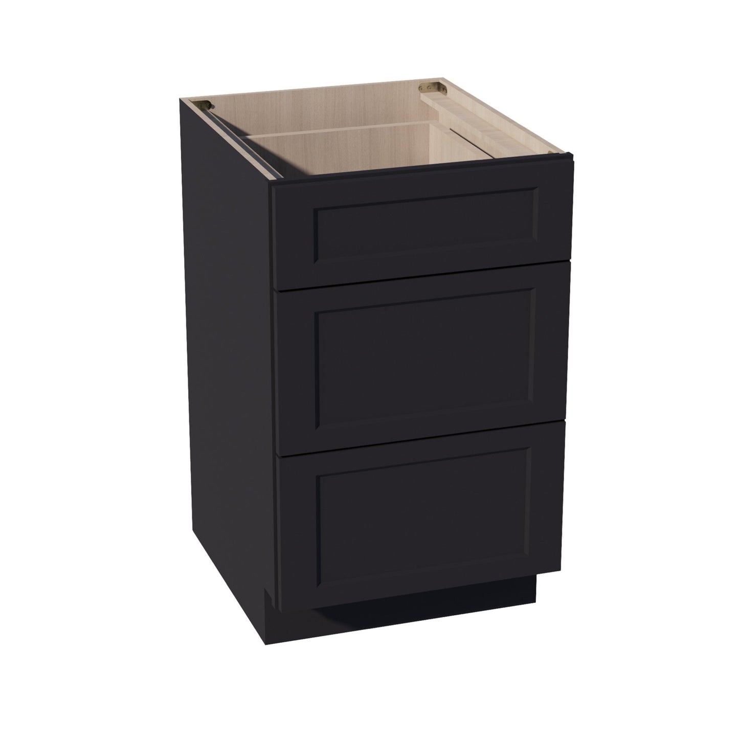 HE - DB21: Ebony Black Shaker 21" 3 Drawers Base Cabinet - NextCabinets