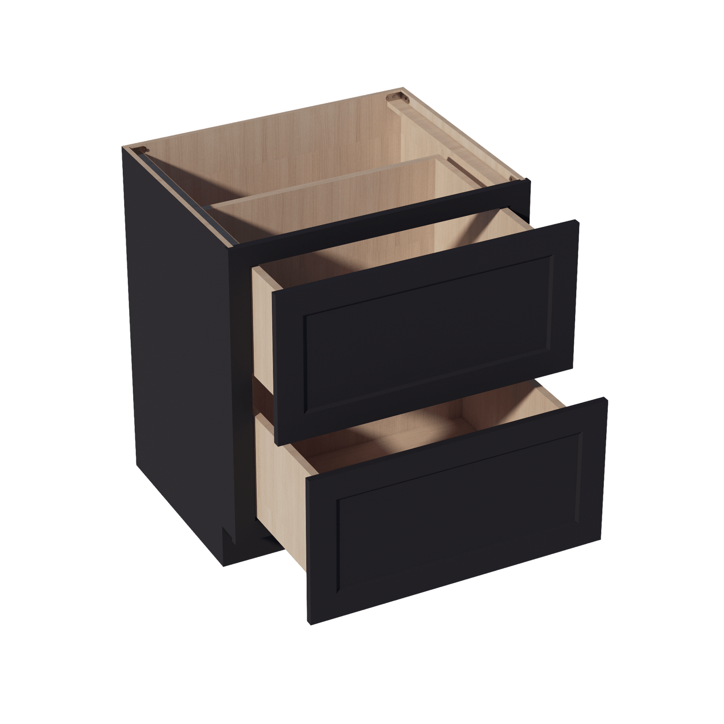 HE - DB30 - 2: Ebony Black Shaker 30" 2 Drawers Base Cabinet - NextCabinets