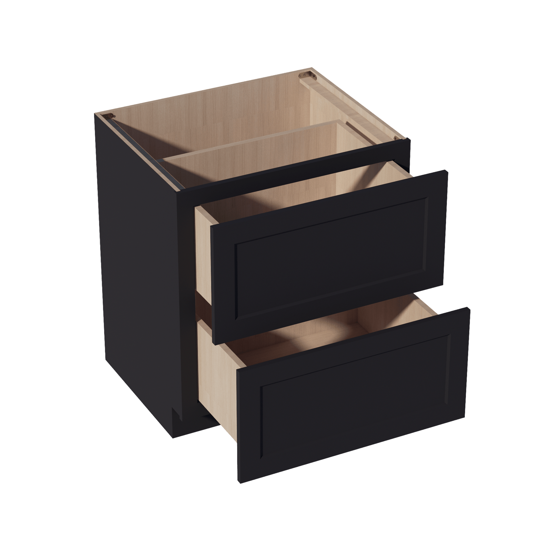 HE - DB30 - 2: Ebony Black Shaker 30" 2 Drawers Base Cabinet - NextCabinets