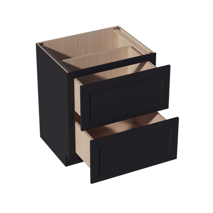 HE - DB30 - 2: Ebony Black Shaker 30" 2 Drawers Base Cabinet - NextCabinets