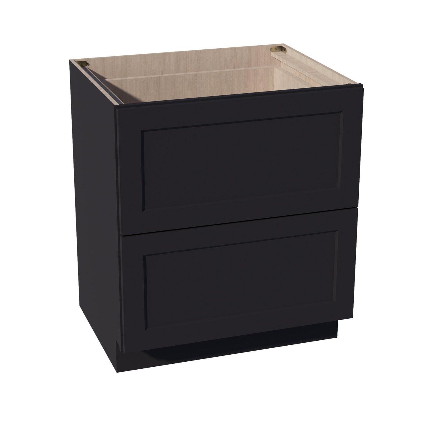 HE - DB30 - 2: Ebony Black Shaker 30" 2 Drawers Base Cabinet - NextCabinets