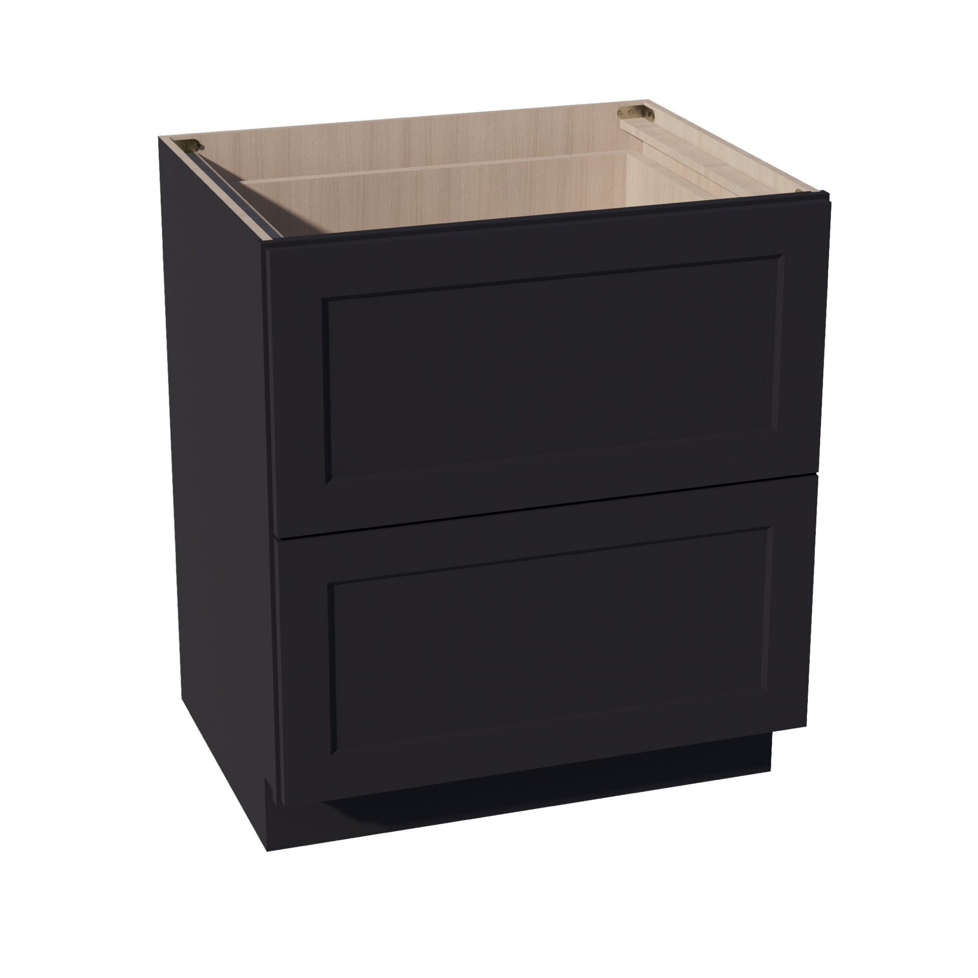 HE - DB30 - 2: Ebony Black Shaker 30" 2 Drawers Base Cabinet - NextCabinets