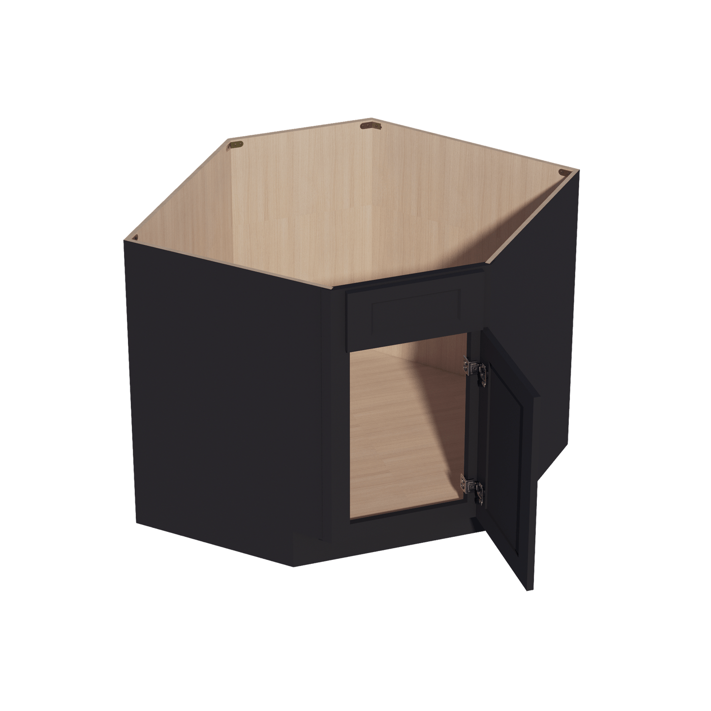 HE - DSB36: Ebony Black Shaker 39" 1 Door 1 False Drawer Corner Sink Base Cabinets - NextCabinets