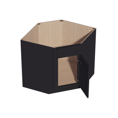 HE - DSB36: Ebony Black Shaker 39" 1 Door 1 False Drawer Corner Sink Base Cabinets - NextCabinets