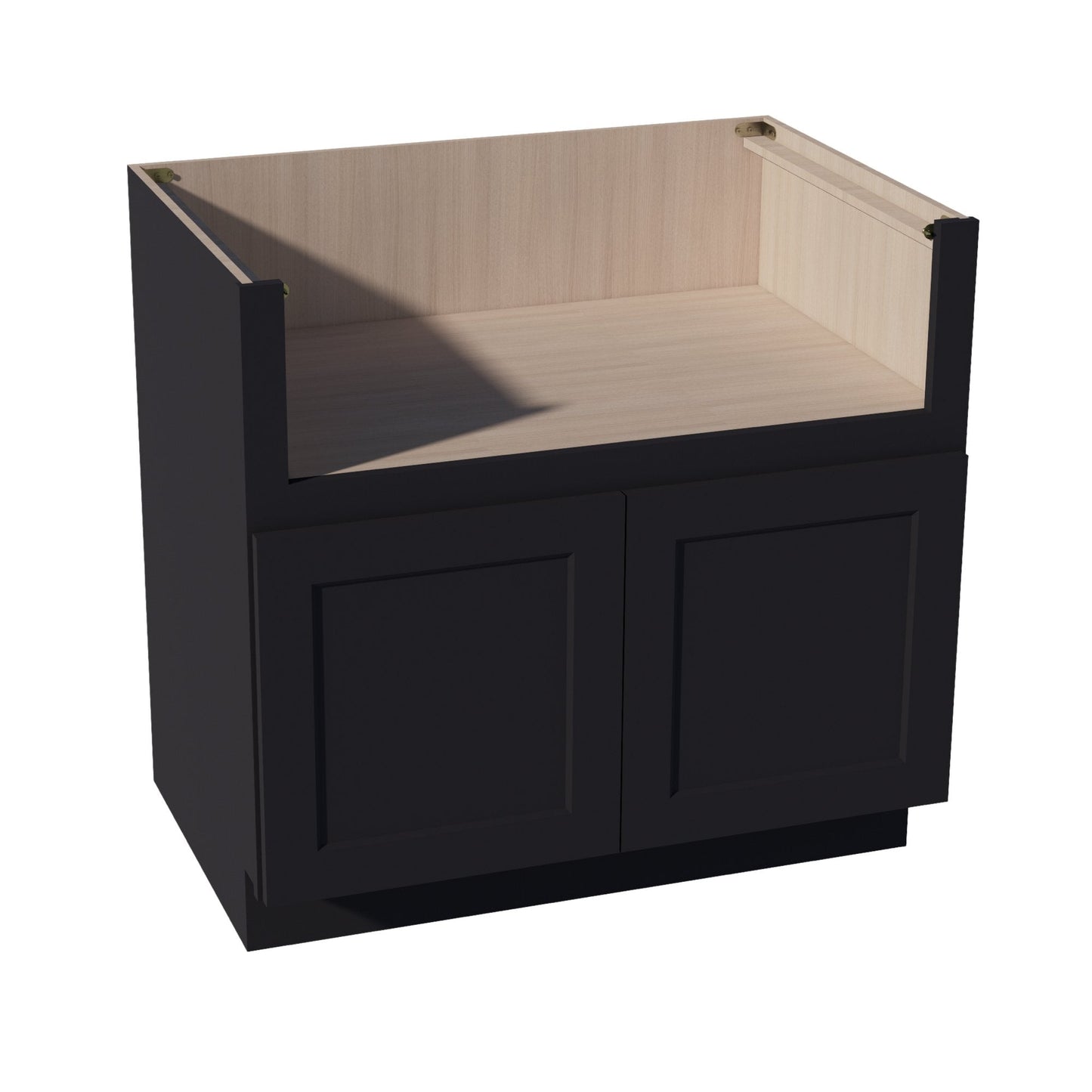 HE - FS36: Ebony Black Shaker 36" 2 Doors Farm House Sink Base Cabinets - NextCabinets