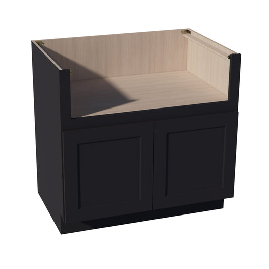 HE - FS36: Ebony Black Shaker 36" 2 Doors Farm House Sink Base Cabinets - NextCabinets