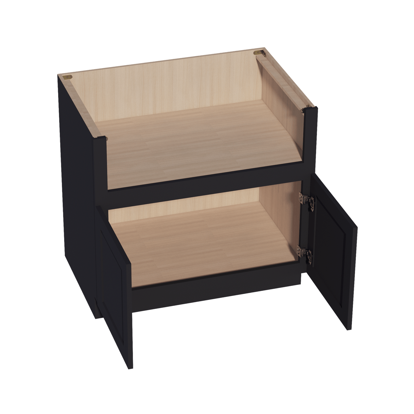 HE - FS36: Ebony Black Shaker 36" 2 Doors Farm House Sink Base Cabinets - NextCabinets