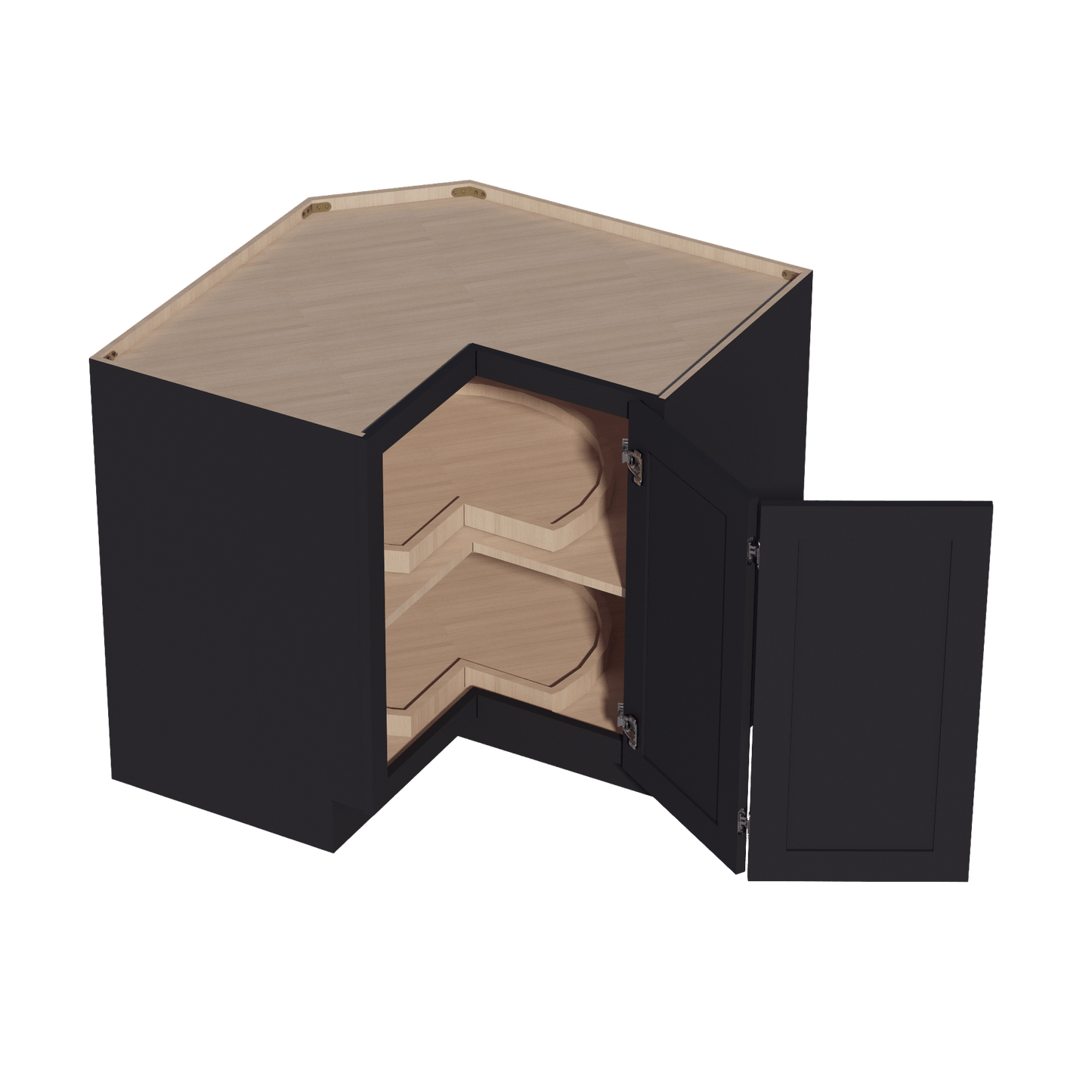 HE - LSB33: Ebony Black Shaker 33" 2 Doors Lazy Susan Corner Base Cabinet - NextCabinets