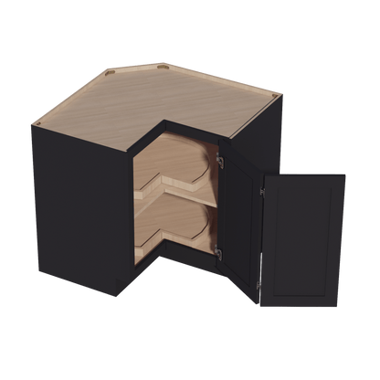 HE - LSB33: Ebony Black Shaker 33" 2 Doors Lazy Susan Corner Base Cabinet - NextCabinets