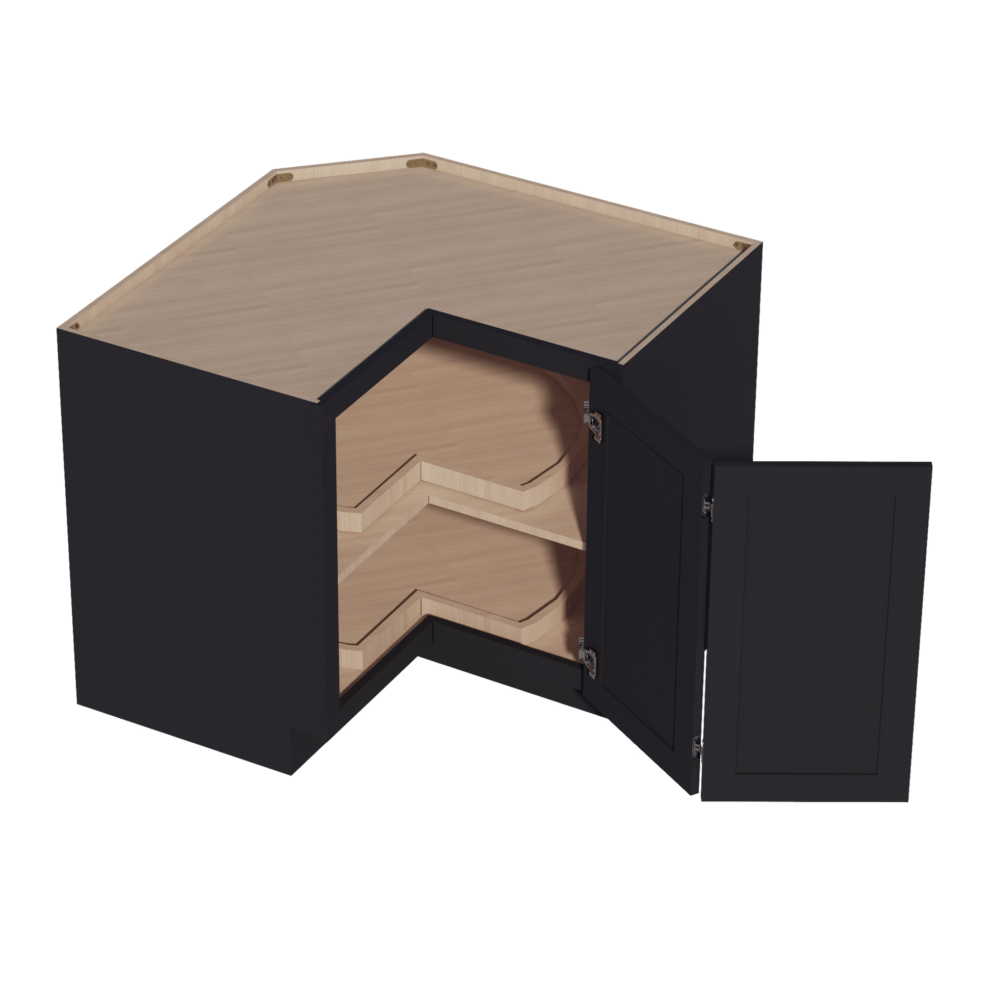 HE - LSB36: Ebony Black Shaker 36" 2 Doors Lazy Susan Corner Base Cabinet - NextCabinets