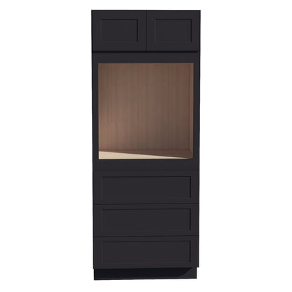 HE - OC3384: Ebony Black Shaker 33"W x 84"H x 24"D 2 Doors & 3 Drawers Tall Oven Shelf Cabinets - NextCabinets