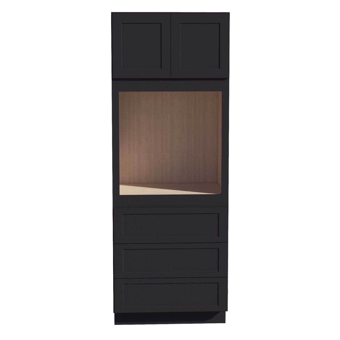 HE - OC3390: Ebony Black Shaker 33"W x 90"H x 24"D 2 Doors & 3 Drawers Tall Oven Shelf Cabinets - NextCabinets