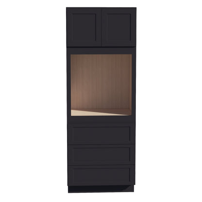 HE - OC3390: Ebony Black Shaker 33"W x 90"H x 24"D 2 Doors & 3 Drawers Tall Oven Shelf Cabinets - NextCabinets