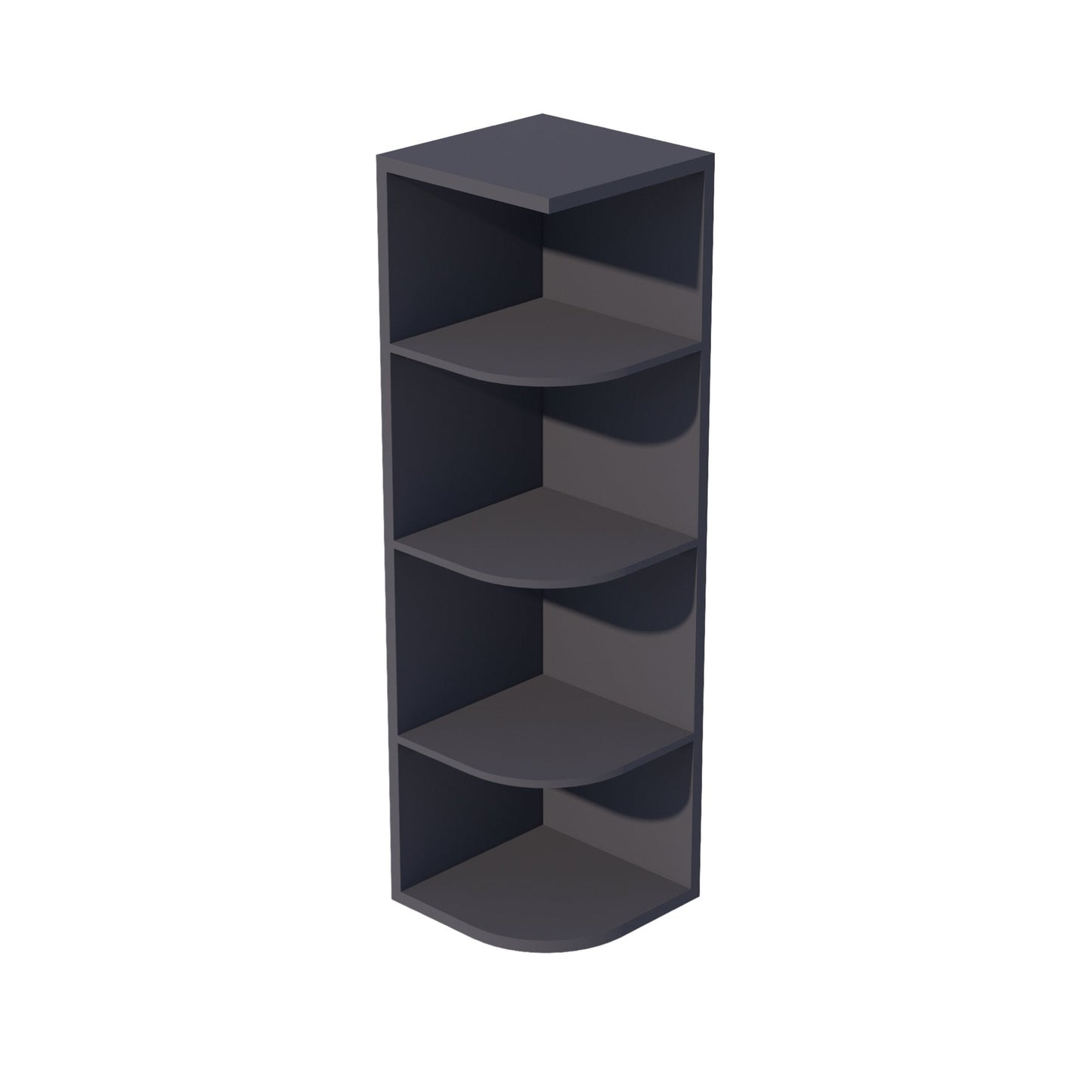 HE - OE1242: Ebony Black Shaker 12"W x 42"H 4 Shelves Wall End Shelf Cabinet - NextCabinets