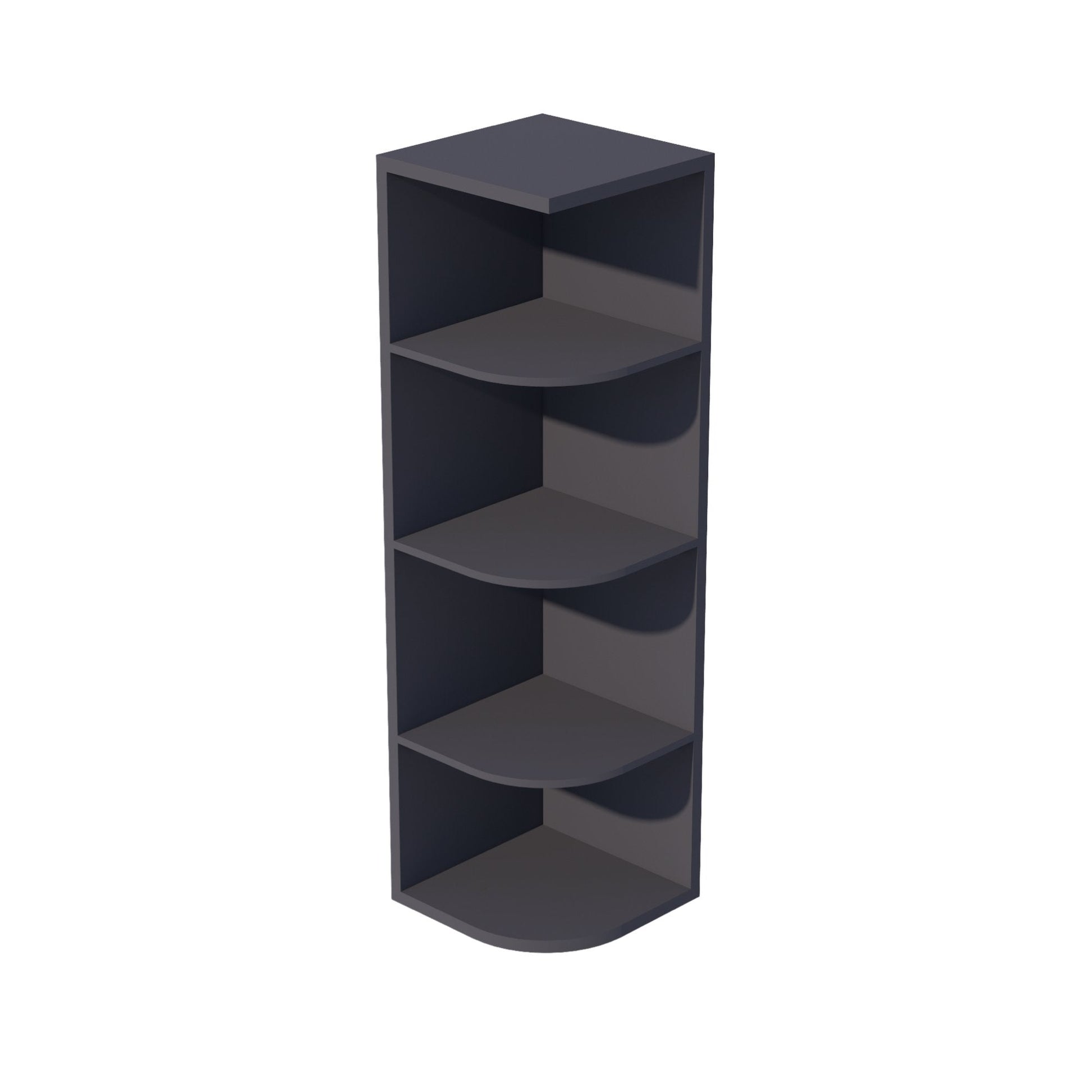HE - OE1242: Ebony Black Shaker 12"W x 42"H 4 Shelves Wall End Shelf Cabinet - NextCabinets