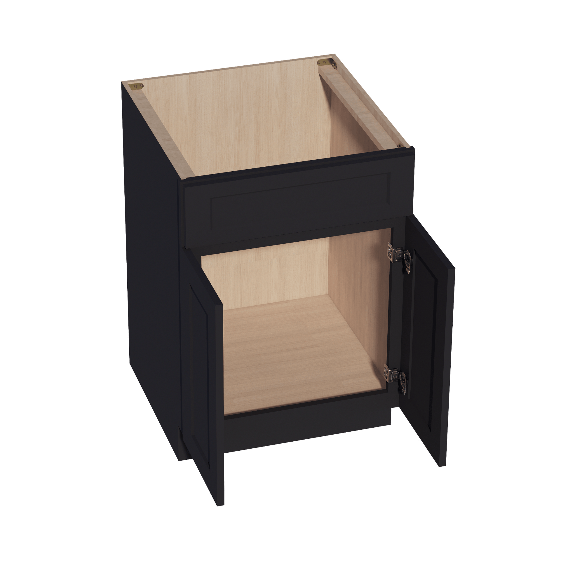 HE - SB24: Ebony Black Shaker 24" 2 Doors 1 False Drawer Sink Base Cabinet - NextCabinets