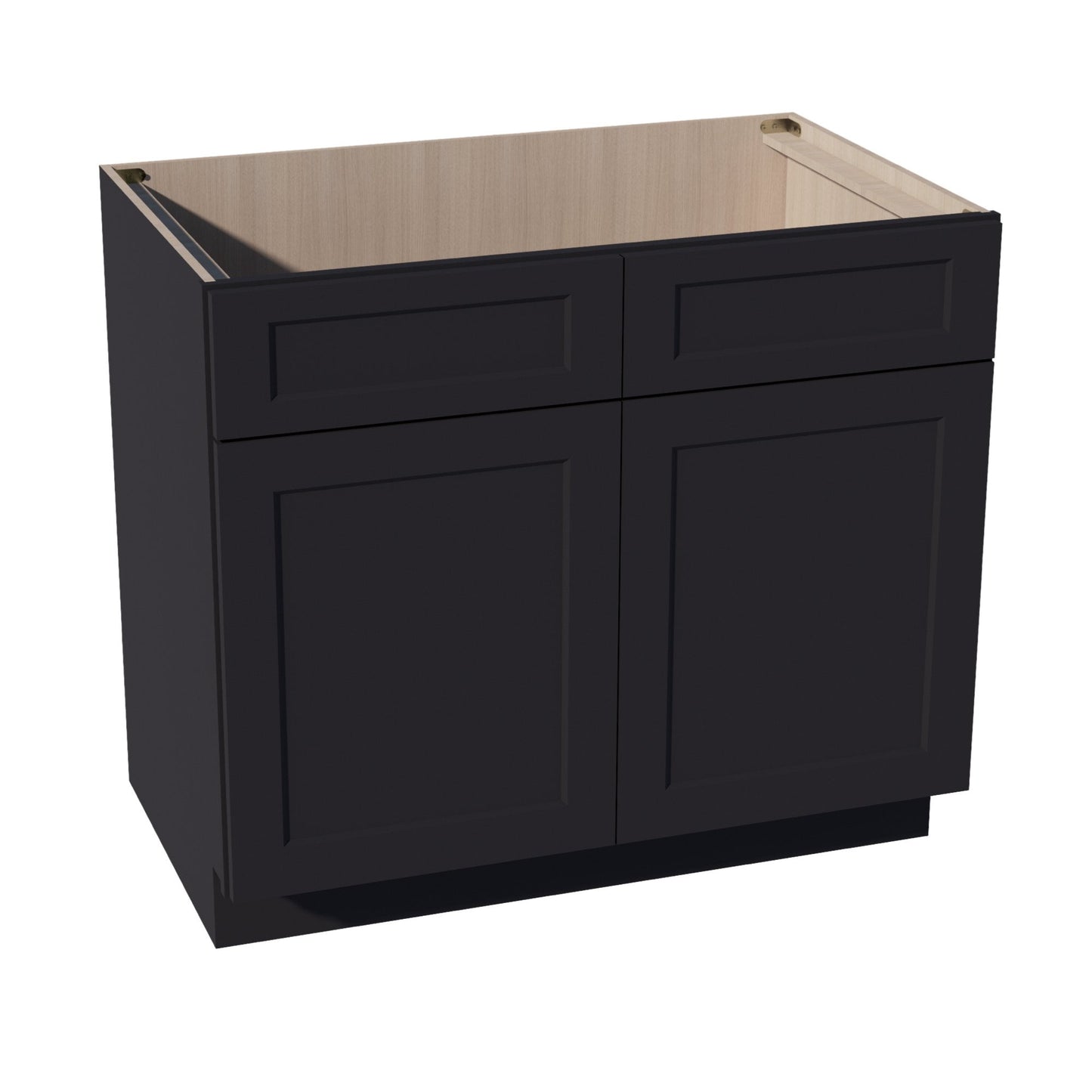 HE - SB39: Ebony Black Shaker 39" 2 Doors 2 False Drawers Sink Base Cabinet - NextCabinets