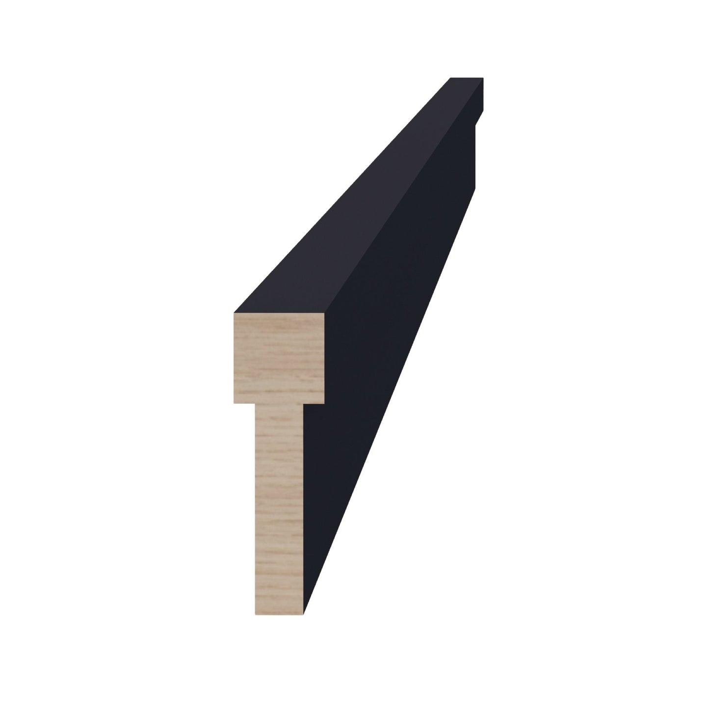 HE - STKM8: Ebony Black Shaker 96"W x 2 - 1/2"H x 3/4"D Stacking Molding - NextCabinets