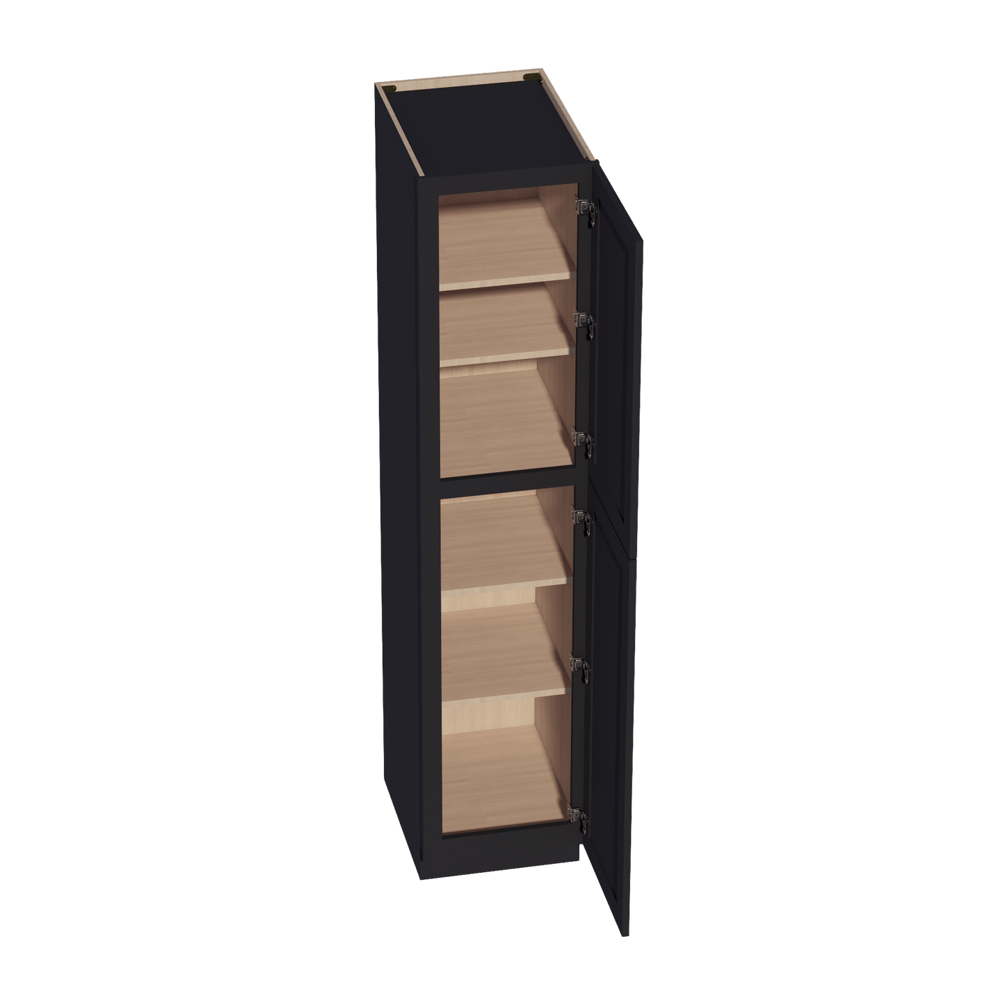 HE - TP1884: Ebony Black Shaker 18"W x 84"H x 24"D 2 Doors & 5 Shelves Tall Shelf Pantry Cabinets - NextCabinets