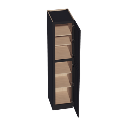 HE - TP1884: Ebony Black Shaker 18"W x 84"H x 24"D 2 Doors & 5 Shelves Tall Shelf Pantry Cabinets - NextCabinets