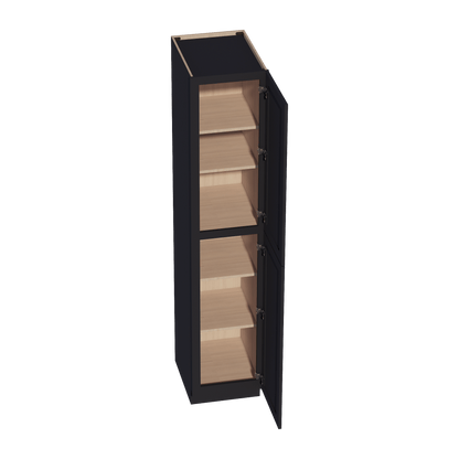 HE - TP1890: Ebony Black Shaker 18"W x 90"H x 24"D 2 Doors & 5 Shelves Tall Shelf Pantry Cabinets - NextCabinets