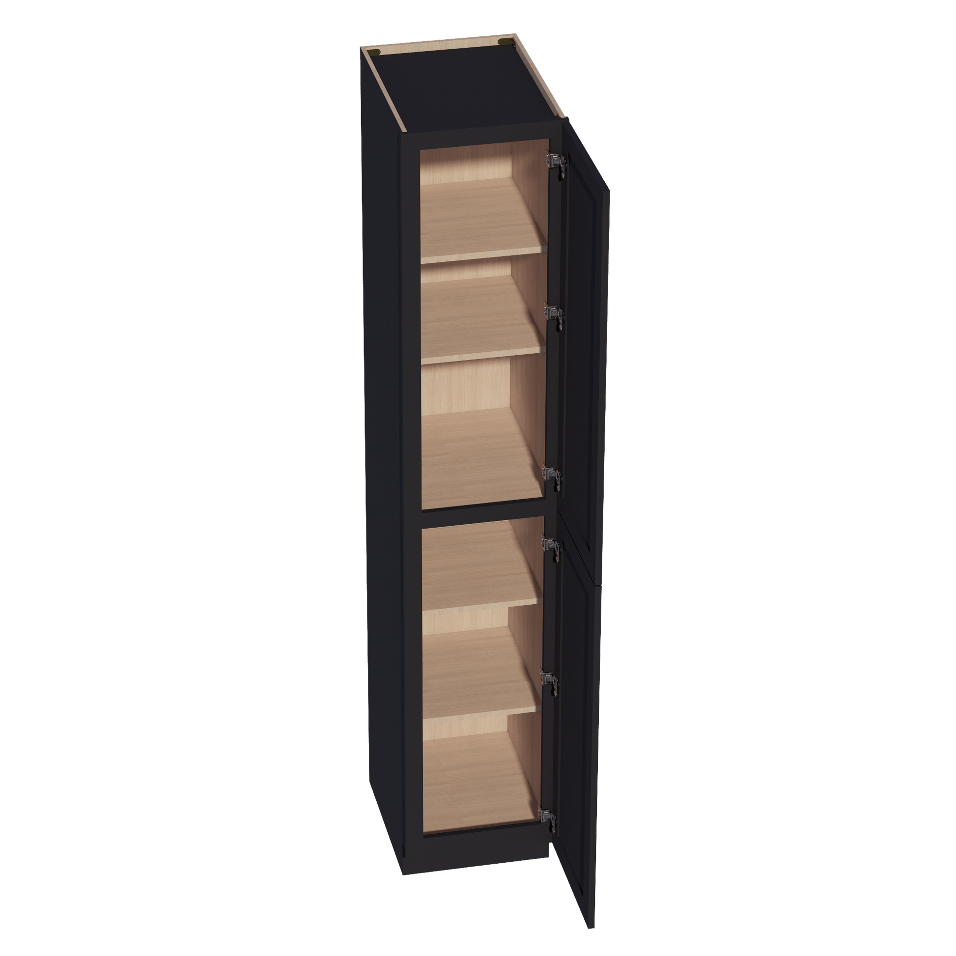 HE - TP1896: Ebony Black Shaker 18"W x 96"H x 24"D 2 Doors & 6 Shelves Tall Shelf Pantry Cabinets - NextCabinets