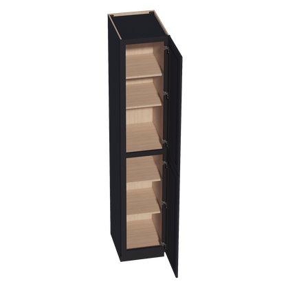 HE - TP1896: Ebony Black Shaker 18"W x 96"H x 24"D 2 Doors & 6 Shelves Tall Shelf Pantry Cabinets - NextCabinets
