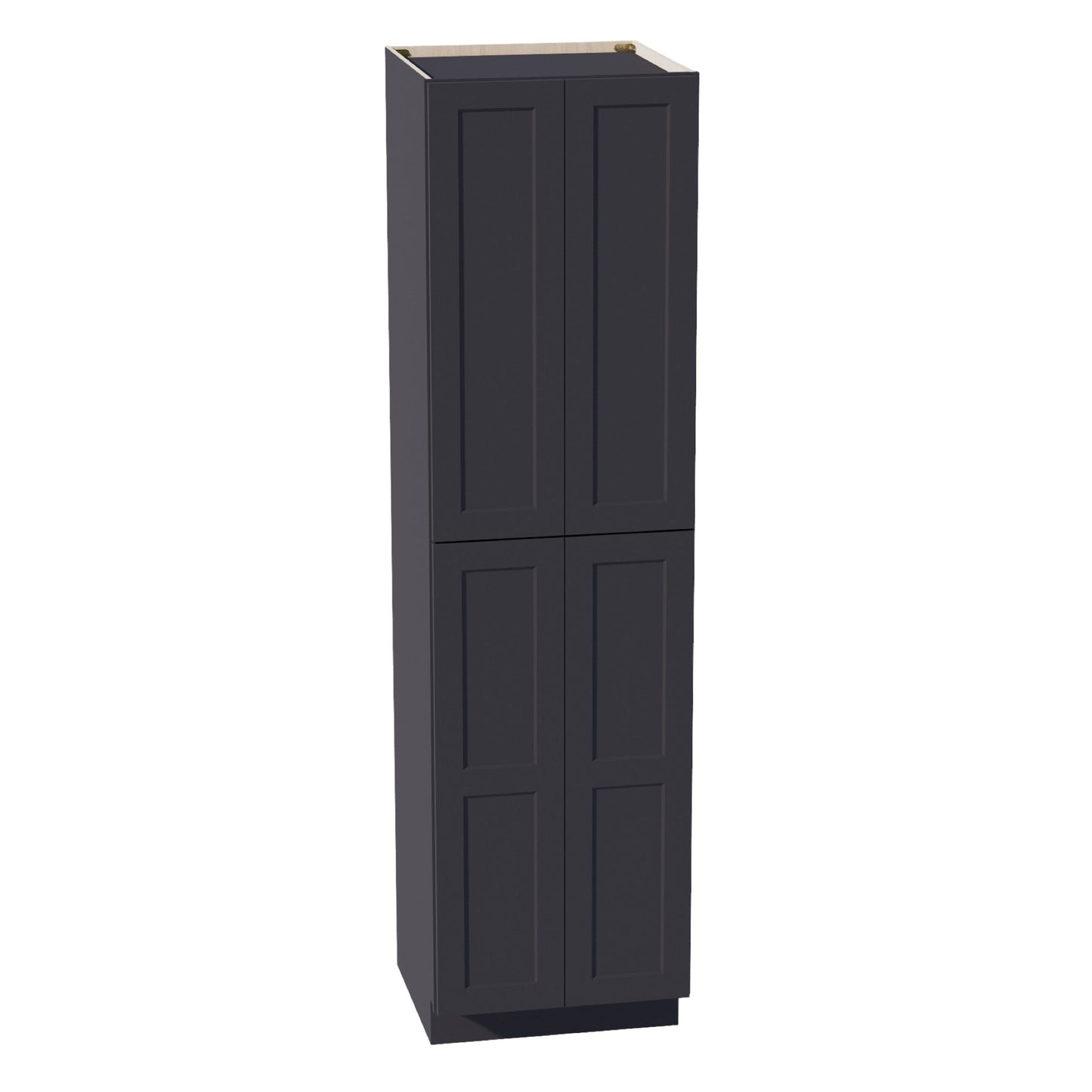 HE - TP2490: Ebony Black Shaker 24"W x 90"H x 24"D 4 Door & 5 Shelves Tall Shelf Pantry Cabinets - NextCabinets