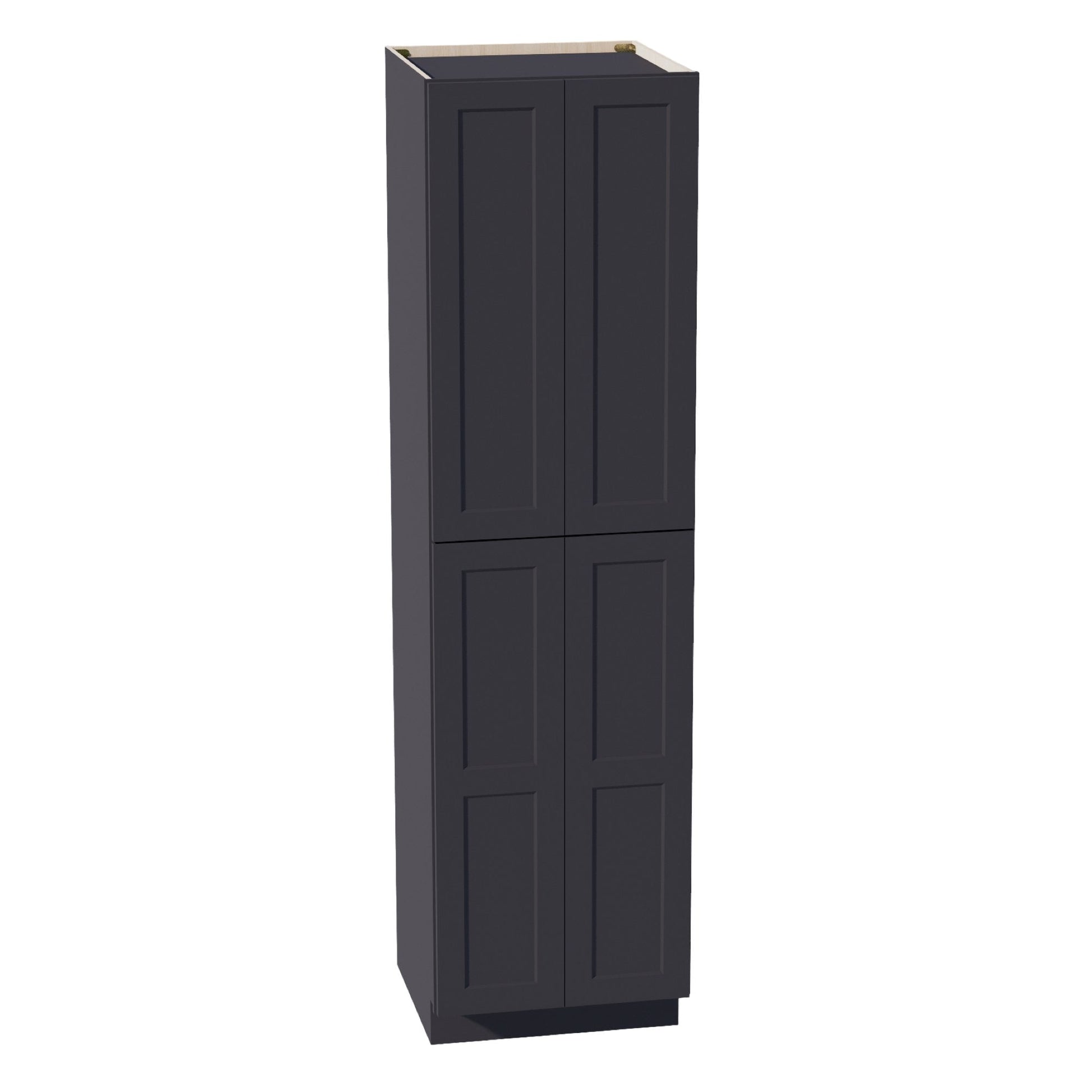 HE - TP2490: Ebony Black Shaker 24"W x 90"H x 24"D 4 Door & 5 Shelves Tall Shelf Pantry Cabinets - NextCabinets