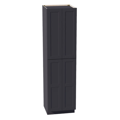 HE - TP2490: Ebony Black Shaker 24"W x 90"H x 24"D 4 Door & 5 Shelves Tall Shelf Pantry Cabinets - NextCabinets
