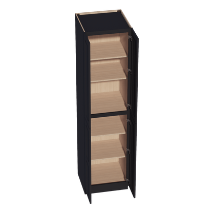 HE - TP2496: Ebony Black Shaker 24"W x 96"H x 24"D 4 Door & 6 Shelves Tall Shelf Pantry Cabinets - NextCabinets