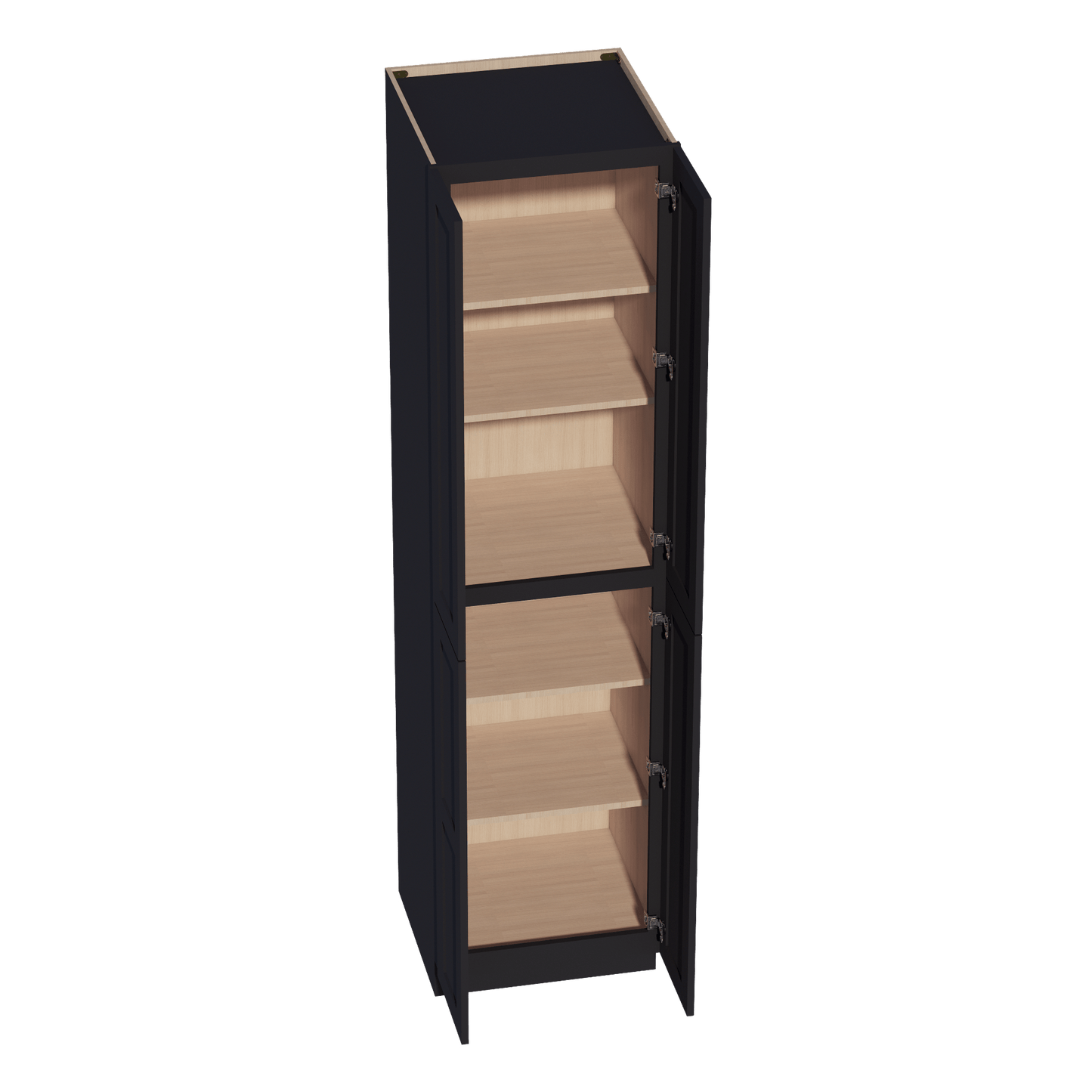 HE - TP2496: Ebony Black Shaker 24"W x 96"H x 24"D 4 Door & 6 Shelves Tall Shelf Pantry Cabinets - NextCabinets