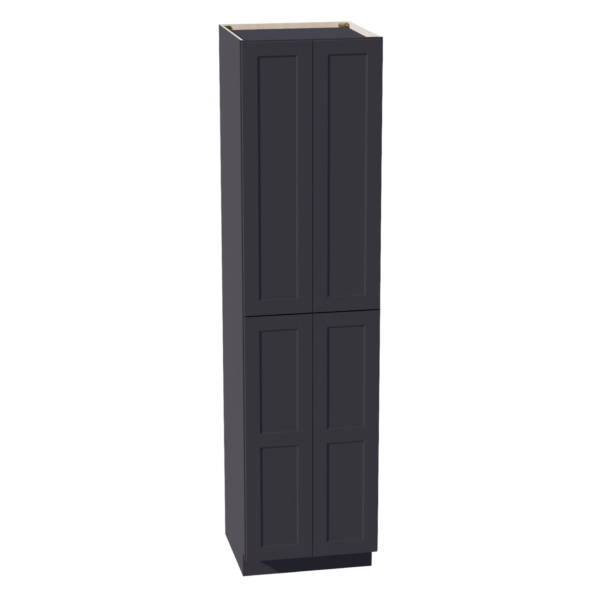 HE - TP2496: Ebony Black Shaker 24"W x 96"H x 24"D 4 Door & 6 Shelves Tall Shelf Pantry Cabinets - NextCabinets
