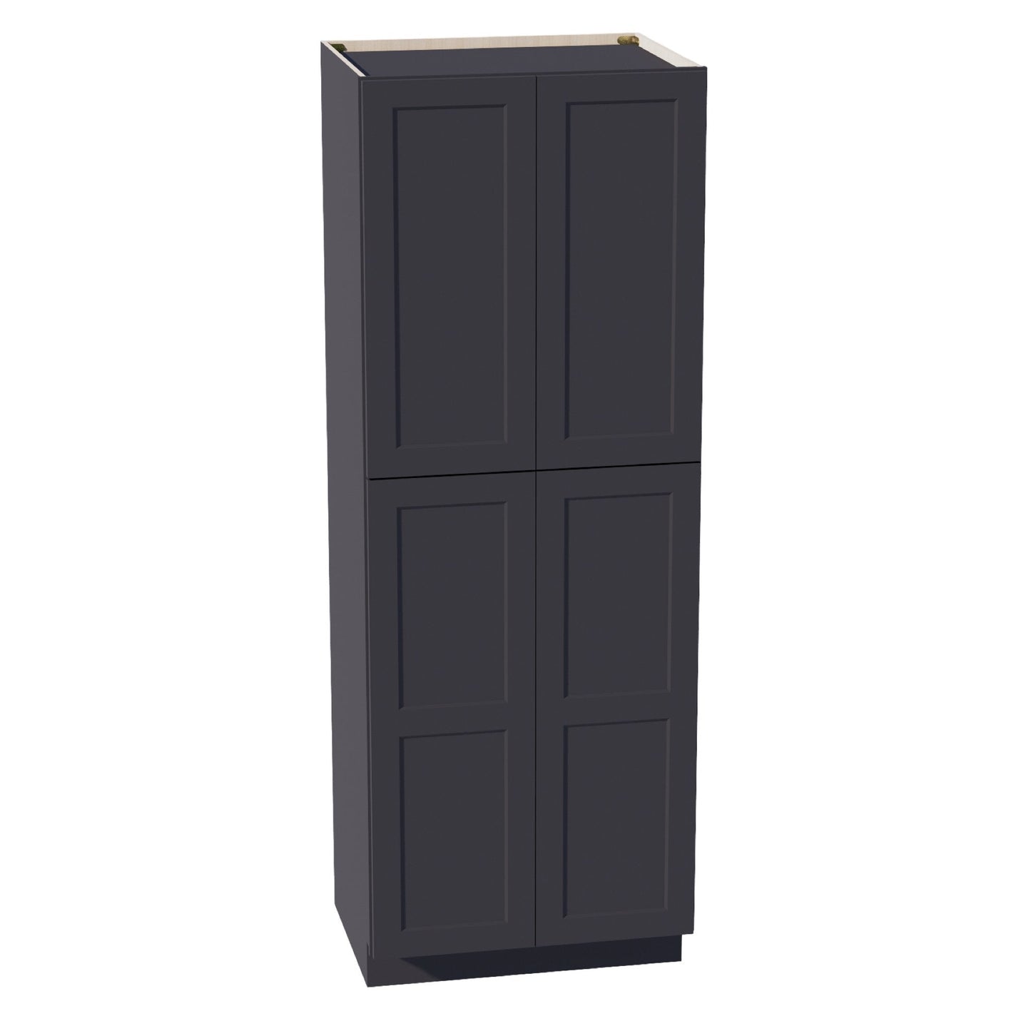 HE - TP3084: Ebony Black Shaker 30"W x 84"H x 24"D 4 Door & 5 Shelves Tall Shelf Pantry Cabinets - NextCabinets