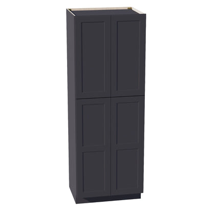 HE - TP3084: Ebony Black Shaker 30"W x 84"H x 24"D 4 Door & 5 Shelves Tall Shelf Pantry Cabinets - NextCabinets