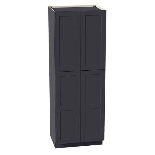HE - TP3084: Ebony Black Shaker 30"W x 84"H x 24"D 4 Door & 5 Shelves Tall Shelf Pantry Cabinets - NextCabinets