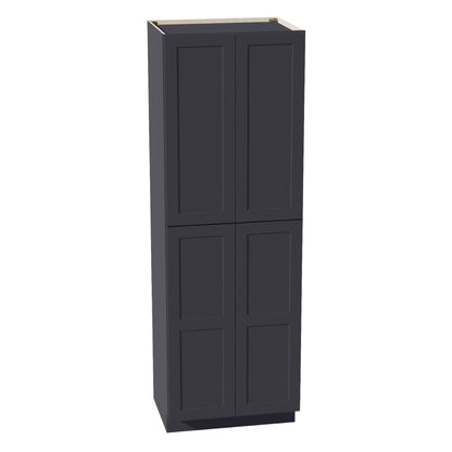 HE - TP3090: Ebony Black Shaker 30"W x 90"H x 24"D 4 Door & 5 Shelves Tall Shelf Pantry Cabinets - NextCabinets
