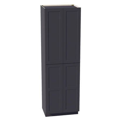 HE - TP3096: Ebony Black Shaker 30"W x 96"H x 24"D 2 Doors & 6 Shelves Tall Shelf Pantry Cabinets - NextCabinets