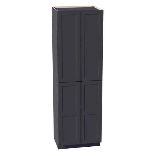 HE - TP3096: Ebony Black Shaker 30"W x 96"H x 24"D 2 Doors & 6 Shelves Tall Shelf Pantry Cabinets - NextCabinets