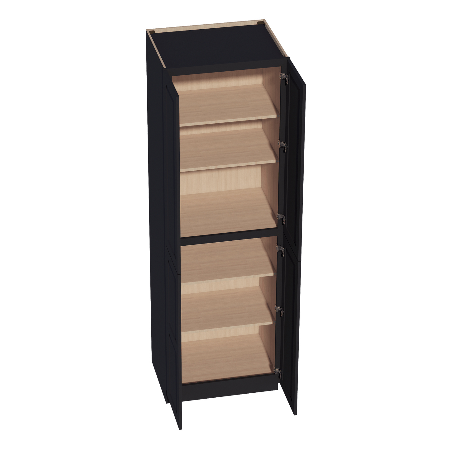 HE - TP3096: Ebony Black Shaker 30"W x 96"H x 24"D 2 Doors & 6 Shelves Tall Shelf Pantry Cabinets - NextCabinets