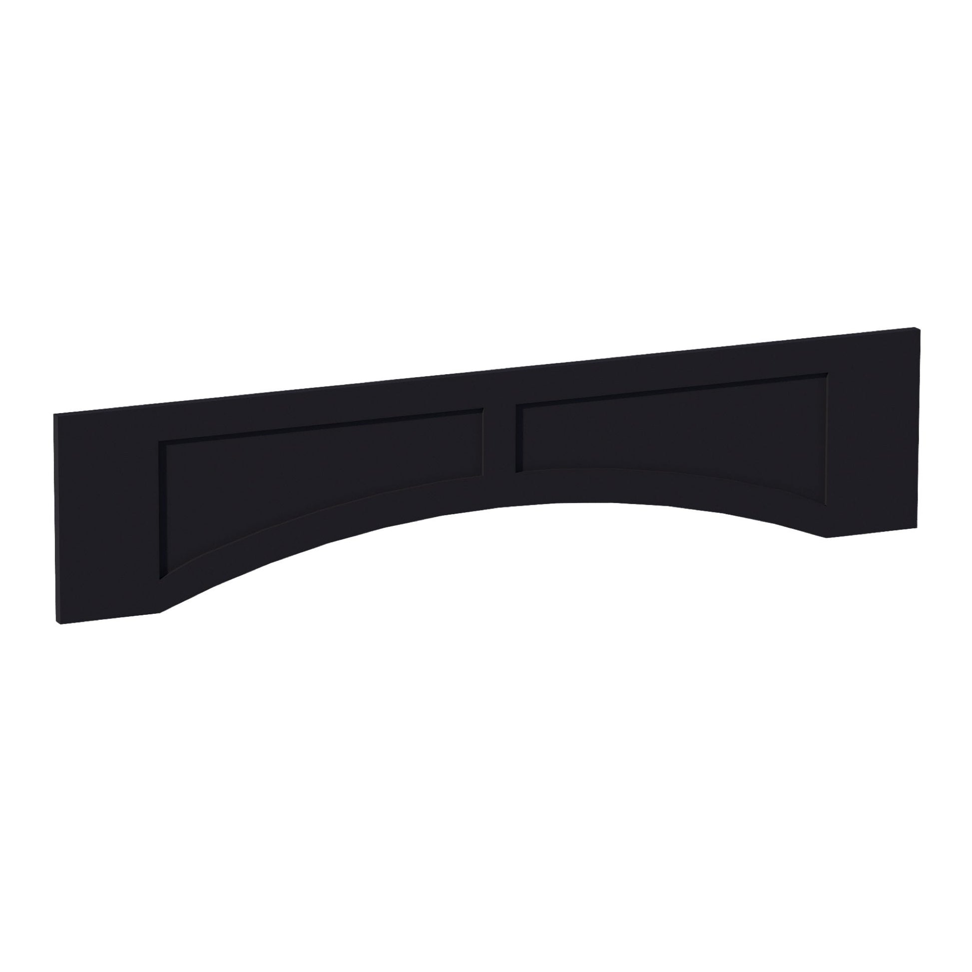 HE - VARP54: Ebony Black Shaker 54"W x 12"H x 3/4"D Arched Valance with Raised Panel - NextCabinets