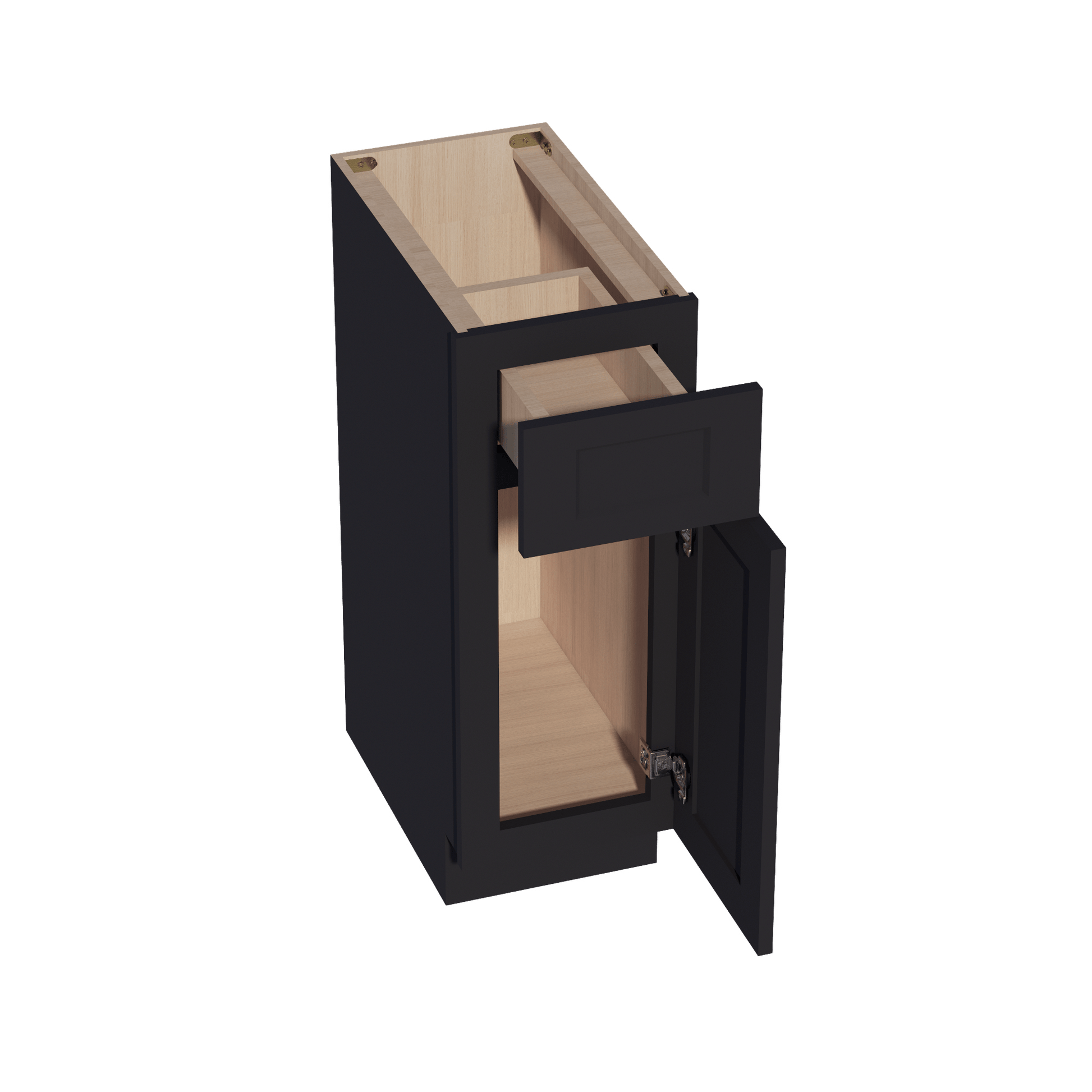HE - VB1221: Ebony Black Shaker 12"W x 34 - 1/2"H x 21"D 1 Door & 1 Drawer Single Door Vanity Base Cabinets - NextCabinets